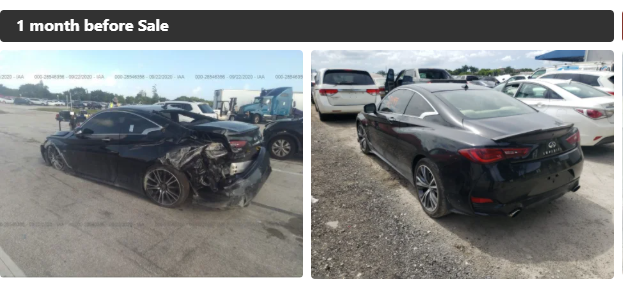 Example of damage records before a vehicle sale